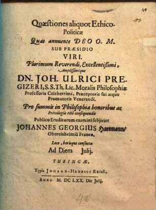 Quaestiones aliquot ethico-politicae