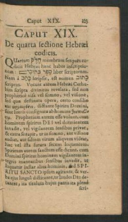 Caput XIX. De quarta sectione Hebraei codicis.