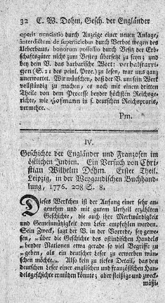Geschichte der Engländer und Franzosen im östlichen Indien. T.1.