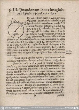 § III. Quandonam locus imaginis cum superficie speculi coincidat?