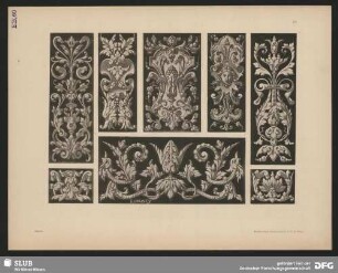 Decorations-Motive zum allgemeinen Gebrauch. Bordüren mit Arabesken, Mischwesen und verschiedenen Wappen
