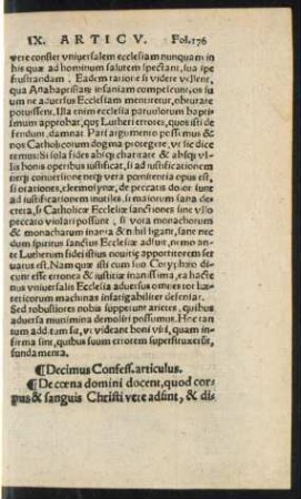 Decimus Confess. articulus.