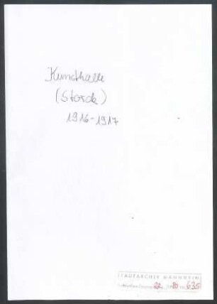 Storck, [Willy] F[riedrich], Kunsthalle Mannheim, Leipzig und Karlsruhe, Schriftwechsel mit Wichert