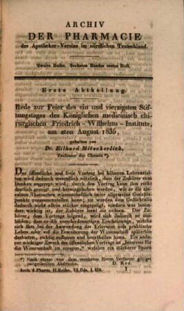 Archiv der Pharmazie : chemistry in life sciences. 6. 1836