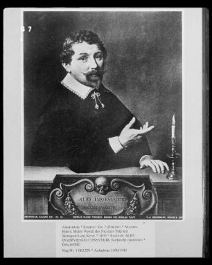 Porträt des Nicolaes Tulp mit Sinnspruch und Kerze