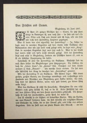 Von Früchten und Samen.
