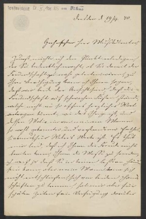 Brief an Friedrich Wilhelm Jähns : 19.04.1870