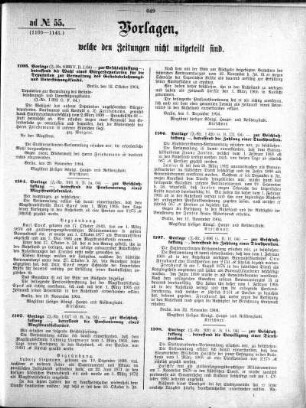 Anlage: ad No.55 (1103-1141), Vorlagen, welche den Zeitungen nicht mitgeteilt sind