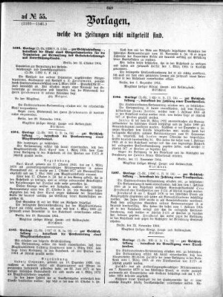 Anlage: ad No.55 (1103-1141), Vorlagen, welche den Zeitungen nicht mitgeteilt sind