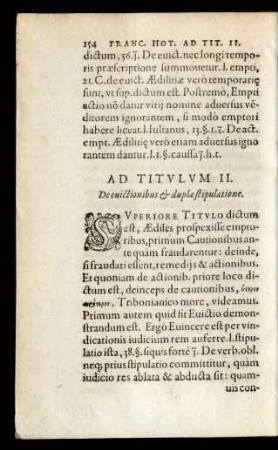 Ad Titulum II. De evictionibus et duplae stipulatione.