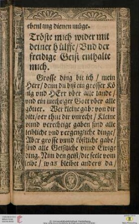 Tröste mich wider mit deiner hülffe Und der freidige Geist enthalte mich (Ps 51,14)