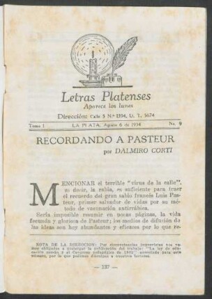 Recordando a Pasteur