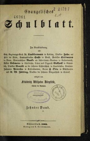 10: Evangelisches Schulblatt - 10.1866