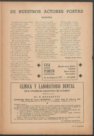 De nuestros actores poetas : Miranda