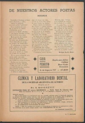 De nuestros actores poetas : Miranda