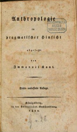 Anthropologie in pragmatischer Hinsicht
