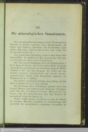 III. Die mineralogischen Sammlungen