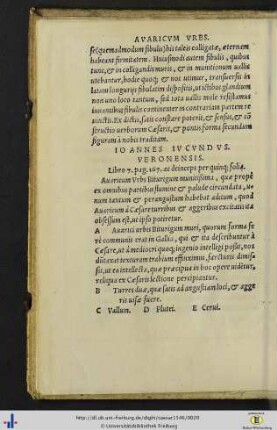 Avaricum urbs [mit Abbildung]. Ioannes Iucundus Veronensis. Libro VII.
