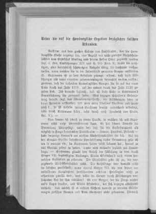 Ueber die auf die Hamburgische Legation bezüglichen falschen Urkunden.