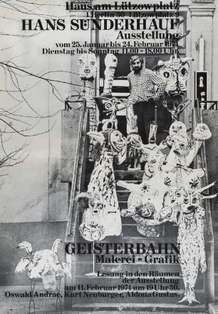 Ausstellungsplakat "Geisterbahn" des Künstlers Hans Sünderhauf, 1974
