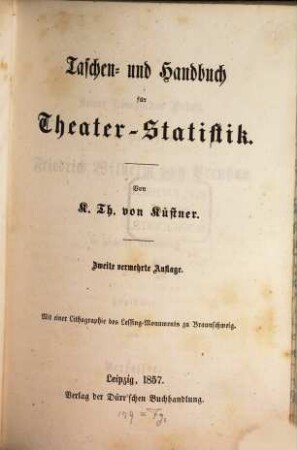 Taschen- und Handbuch für Theater-Statistik