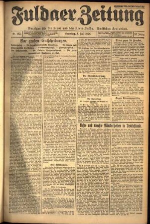 Erste Ausgabe vom Sonntag, den 05. Juli 1925.