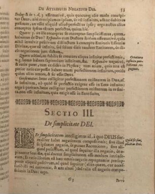 Sectio III. De simplicitate DEI.