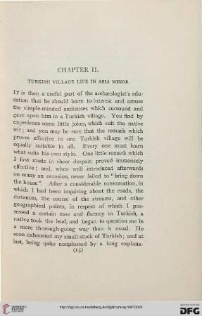Chapter II: Turkish village life in Asia Minor