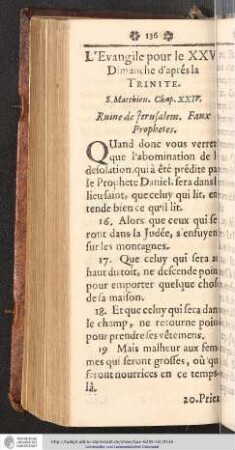 L'Evangile pour le XXV. Dimanche d'aprés la Trinité