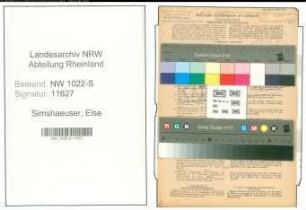 Entnazifizierung Else Simshaeuser , geb. 01.05.1899 (Bueroangestellte)