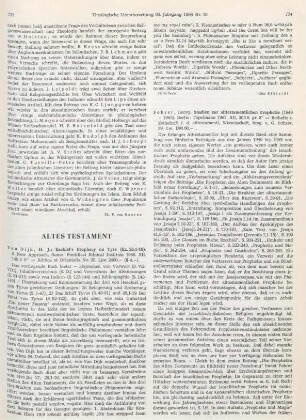734-736 [Rezension] Fohrer, Georg, Studien zur alttestamentlichen Prophetie