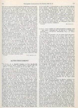 734-736 [Rezension] Fohrer, Georg, Studien zur alttestamentlichen Prophetie