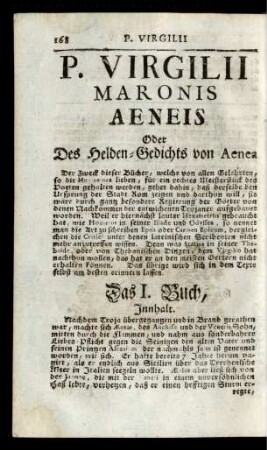 P. Virgilii Maronis Aeneis Oder Des Helden-Gedichts von Aenea