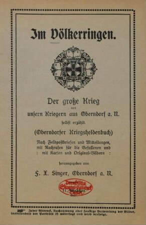 Bändchen 11: Im Völkerringen