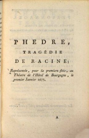 Phèdre : Tragédie