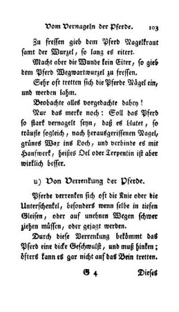 u) Von Verrenkung der Pferde
