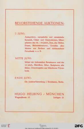 Bevorstehende Auktionen