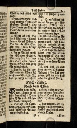 149-153, Tisch-Lieder