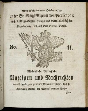 No. 41. Montags, den 11ten October 1779.