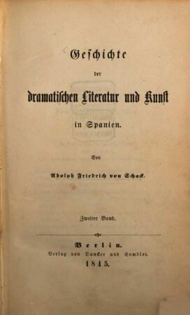 Geschichte der dramatischen Literatur und Kunst in Spanien, 2