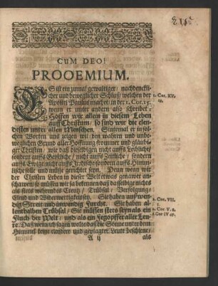 Cum Deo! Prooemium.