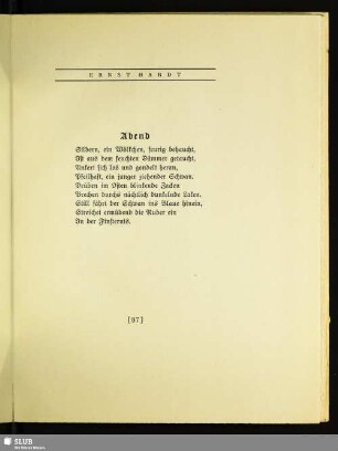 Ernst Hardt: Abend
