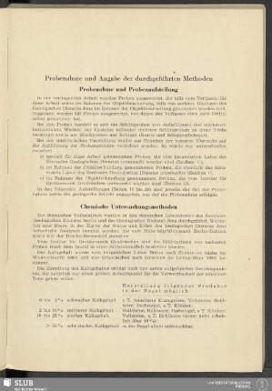 Probenahme und Angabe der durchgeführten Methoden