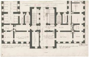 Fischer, Carl von; München; Stadtpalais - Teilgrundriss EG, Grundriss 1. OG