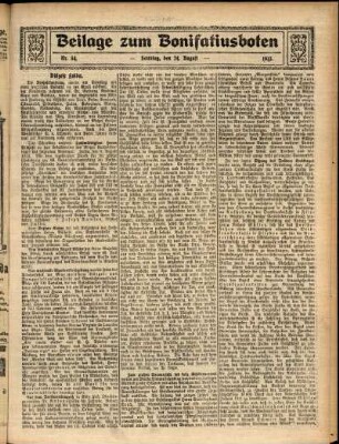 Zweite Ausgabe vom Sonntag, den 24. August 1913.