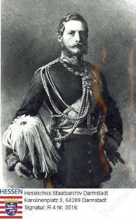 Friedrich III. Kaiser Deutsches Reich (1831-1888) / Porträt, in Uniform, stehend, Kniestück