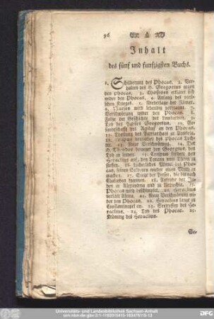 Inhalt des fünf und funfzigsten Buchs.