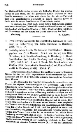Hintze, Otto :: Geschichte des Geschlechts Lüttmann in Hamburg : Hamburg, Selbstverl. Lüttmann, 1928