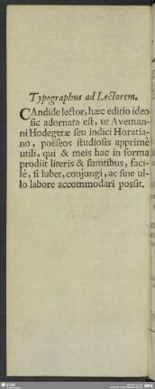 Typographus ad Lectorem