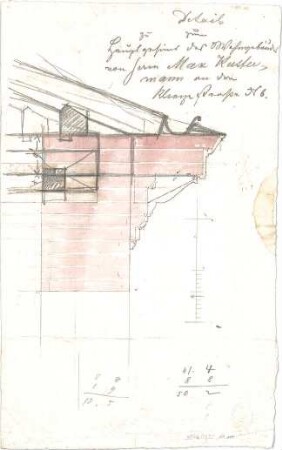 Reiffenstuel, Michael; München; Wohnhaus und Hintergebäude Kustermann - Hauptgesims (Schnitt)